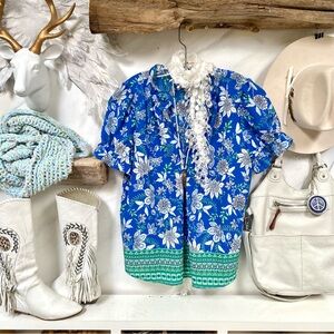 Enchanting Gypsy floral boho blouse w shabby chic prairie Country vibe